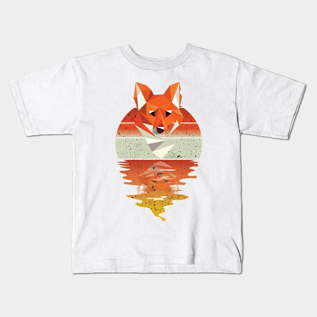 Vintage cute fox reflected on lights of moon T-Shirt Kids T-Shirt by mutarek